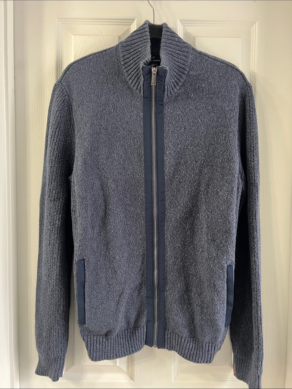 Daniel Hechter 100% Cotton Men's Full-Zip Sweater Jacket in Navy Blue